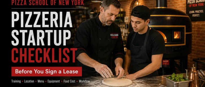 Pizzeria startup checklist for future owners receiving hands-on training at the Pizza School of New York